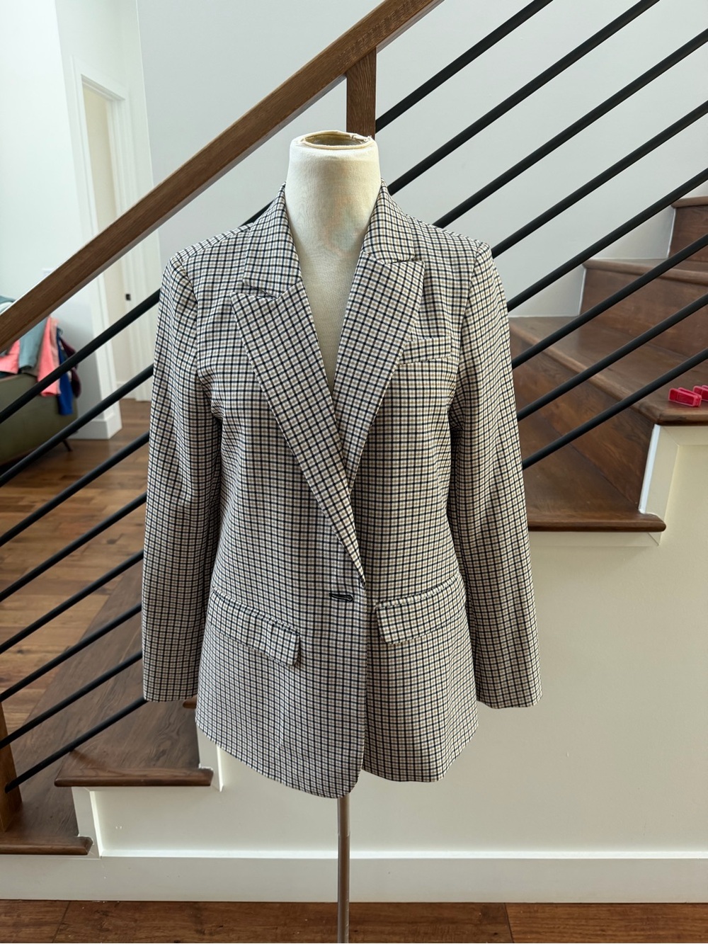 Vince Camuto Checked Single-Button Blazer Jacket - Black & White